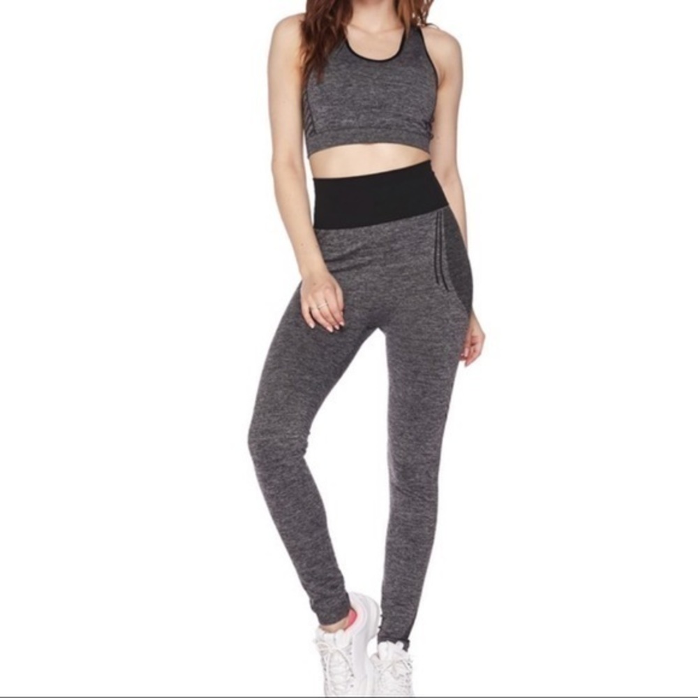 Athletic Set Bra and Leggings- Heathered Black